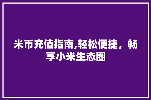 米币充值指南,轻松便捷，畅享小米生态圈