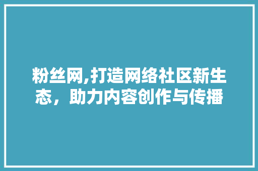 粉丝网,打造网络社区新生态，助力内容创作与传播