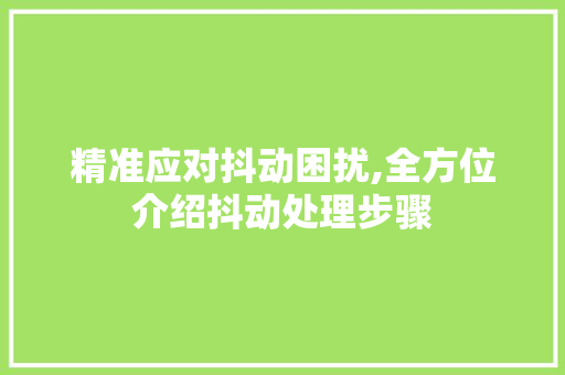 精准应对抖动困扰,全方位介绍抖动处理步骤
