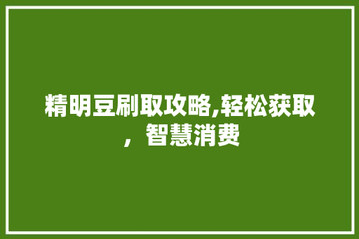 精明豆刷取攻略,轻松获取，智慧消费 建站教程