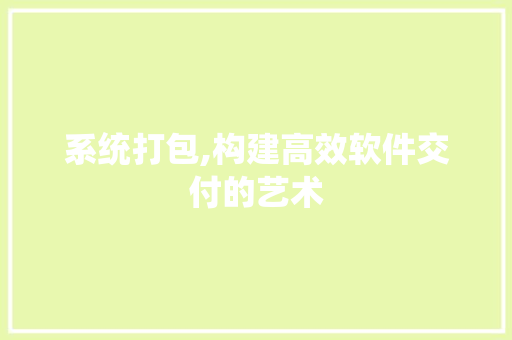 系统打包,构建高效软件交付的艺术