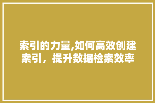 索引的力量,如何高效创建索引，提升数据检索效率 WordPress教程
