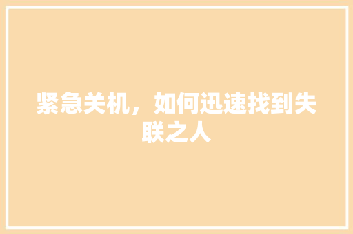 紧急关机，如何迅速找到失联之人
