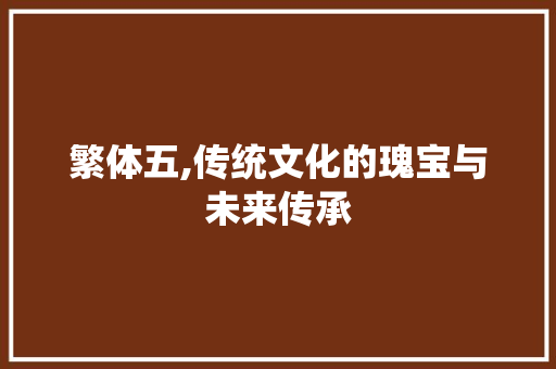 繁体五,传统文化的瑰宝与未来传承 建站教程
