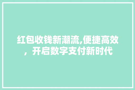 红包收钱新潮流,便捷高效，开启数字支付新时代