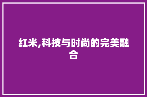红米,科技与时尚的完美融合