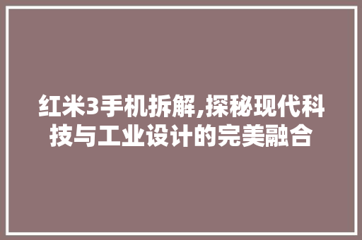 红米3手机拆解,探秘现代科技与工业设计的完美融合