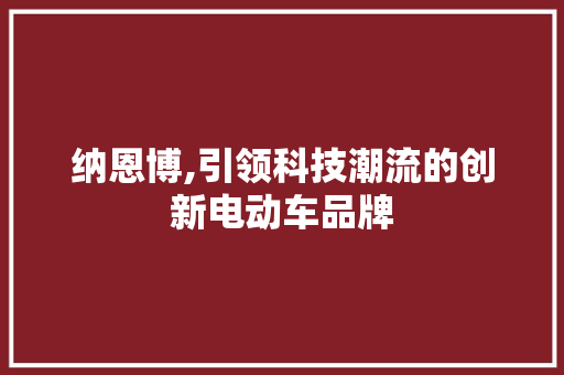 纳恩博,引领科技潮流的创新电动车品牌