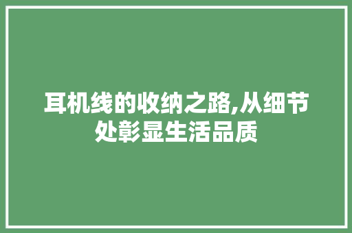 耳机线的收纳之路,从细节处彰显生活品质