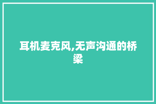 耳机麦克风,无声沟通的桥梁