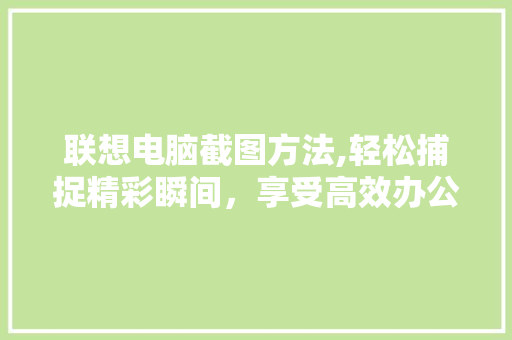 联想电脑截图方法,轻松捕捉精彩瞬间，享受高效办公生活