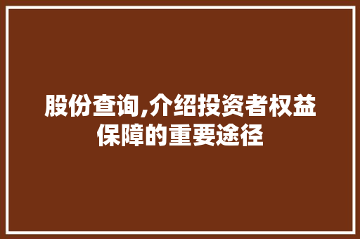 股份查询,介绍投资者权益保障的重要途径