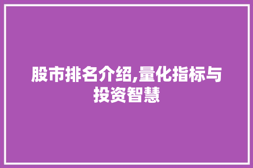 股市排名介绍,量化指标与投资智慧