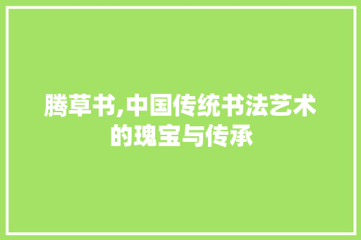 腾草书,中国传统书法艺术的瑰宝与传承