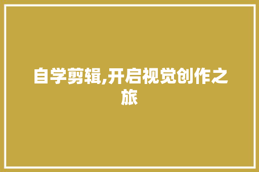 自学剪辑,开启视觉创作之旅