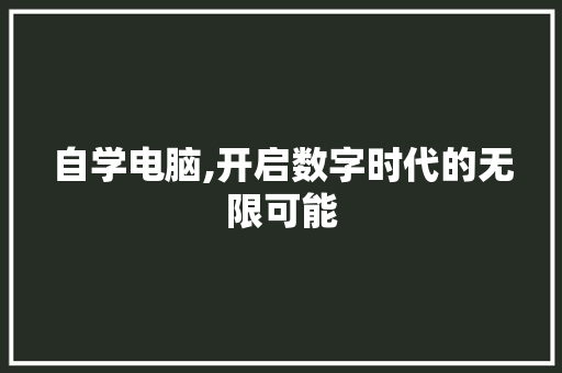 自学电脑,开启数字时代的无限可能