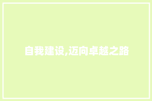 自我建设,迈向卓越之路