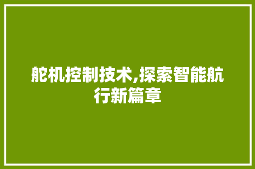 舵机控制技术,探索智能航行新篇章 友链在线