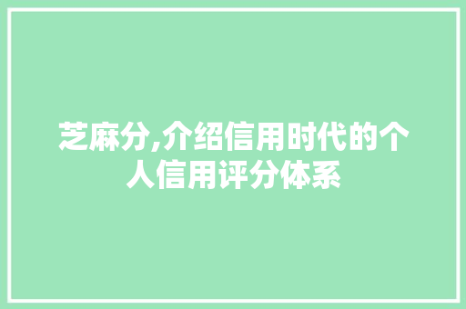 芝麻分,介绍信用时代的个人信用评分体系