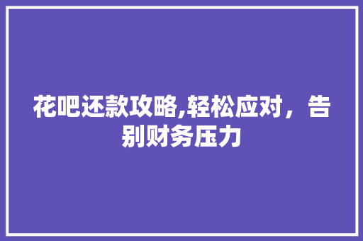 花吧还款攻略,轻松应对，告别财务压力