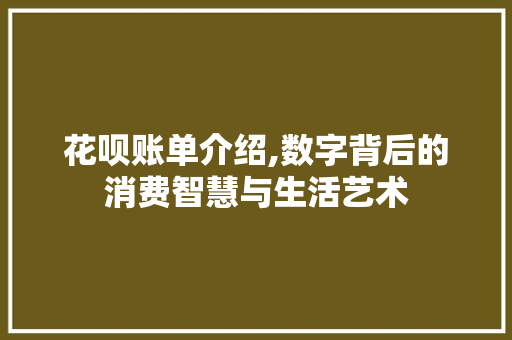 花呗账单介绍,数字背后的消费智慧与生活艺术