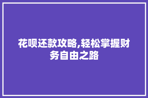 花呗还款攻略,轻松掌握财务自由之路