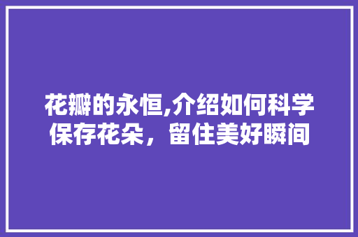 花瓣的永恒,介绍如何科学保存花朵，留住美好瞬间