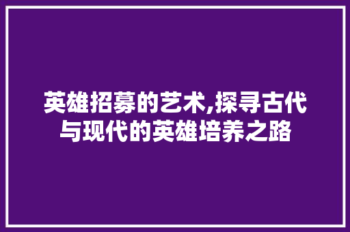 英雄招募的艺术,探寻古代与现代的英雄培养之路