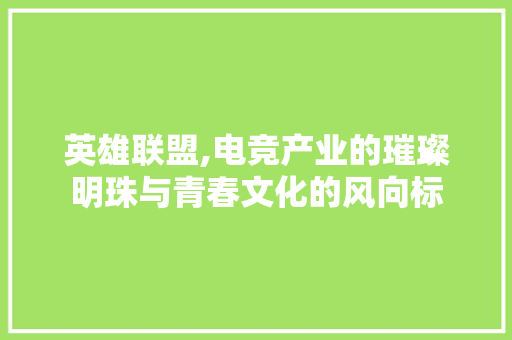 英雄联盟,电竞产业的璀璨明珠与青春文化的风向标
