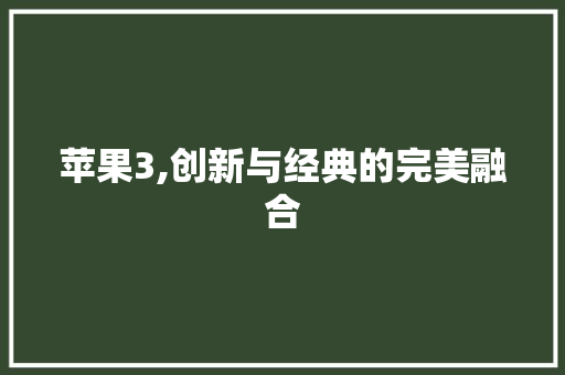 苹果3,创新与经典的完美融合