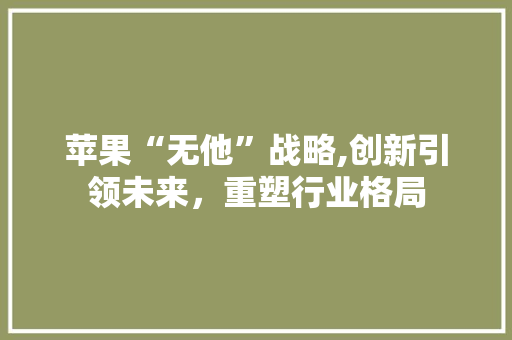 苹果“无他”战略,创新引领未来，重塑行业格局