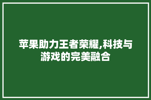 苹果助力王者荣耀,科技与游戏的完美融合