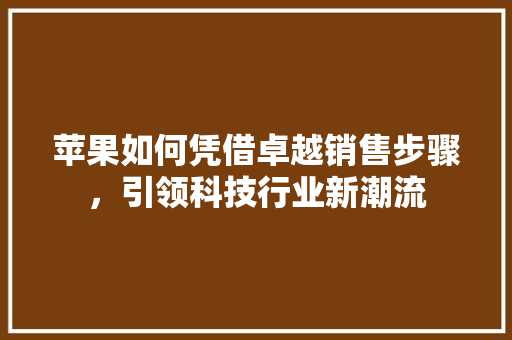 苹果如何凭借卓越销售步骤，引领科技行业新潮流