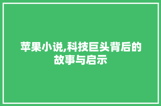 苹果小说,科技巨头背后的故事与启示