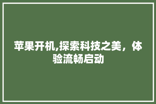 苹果开机,探索科技之美，体验流畅启动