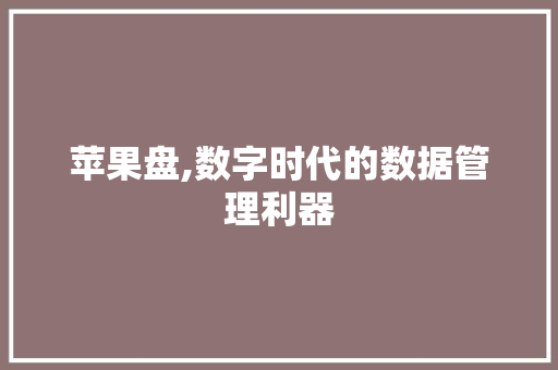 苹果盘,数字时代的数据管理利器