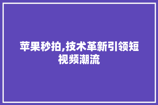 苹果秒拍,技术革新引领短视频潮流 建站教程