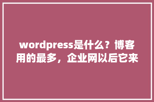 wordpress是什么？博客用的最多，企业网以后它来做长远看是否行得通「wordpress可以放视频吗」 wordpress是什么？博客用的最多，企业网以后它来做长远看是否行得通「wordpress可以放视频吗」 服务器/数据库