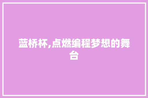 蓝桥杯,点燃编程梦想的舞台