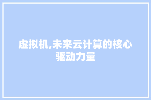 虚拟机,未来云计算的核心驱动力量