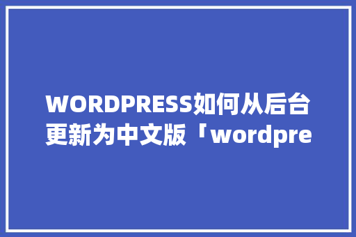 WORDPRESS如何从后台更新为中文版「wordpress汉化工具」 WORDPRESS如何从后台更新为中文版「wordpress汉化工具」 友链在线