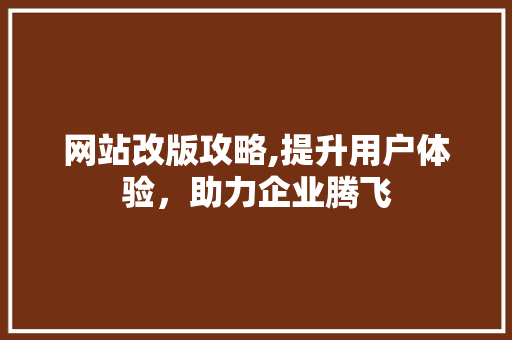 网站改版攻略,提升用户体验，助力企业腾飞