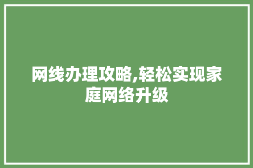 网线办理攻略,轻松实现家庭网络升级