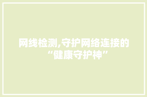 网线检测,守护网络连接的“健康守护神”