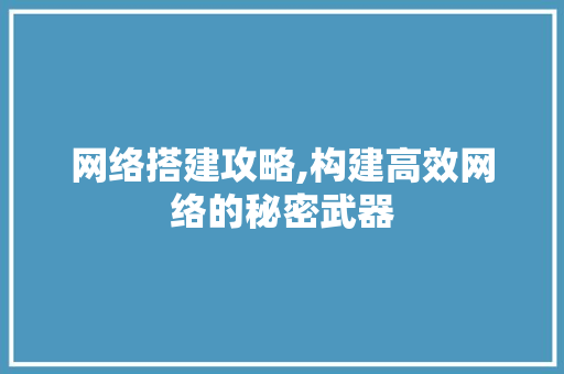 网络搭建攻略,构建高效网络的秘密武器