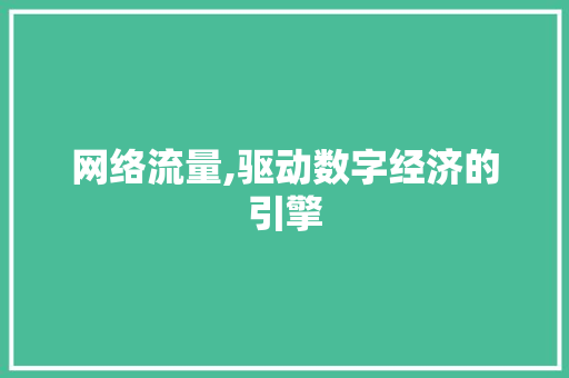 网络流量,驱动数字经济的引擎