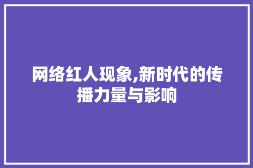 网络红人现象,新时代的传播力量与影响