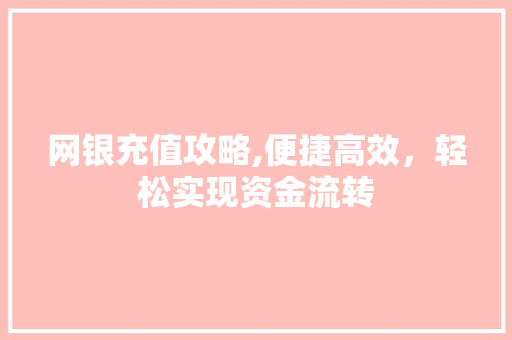 网银充值攻略,便捷高效，轻松实现资金流转