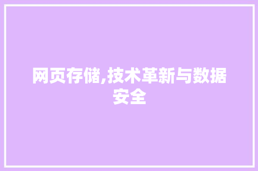 网页存储,技术革新与数据安全