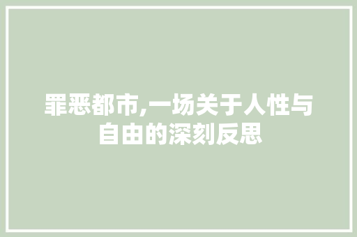 罪恶都市,一场关于人性与自由的深刻反思